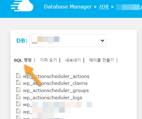 SQL 명령 탭