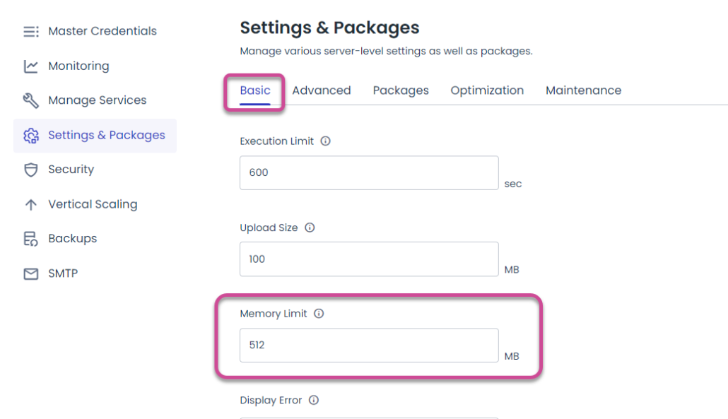 클라우드웨이즈 PHP 메모리 제한 크기 변경하기