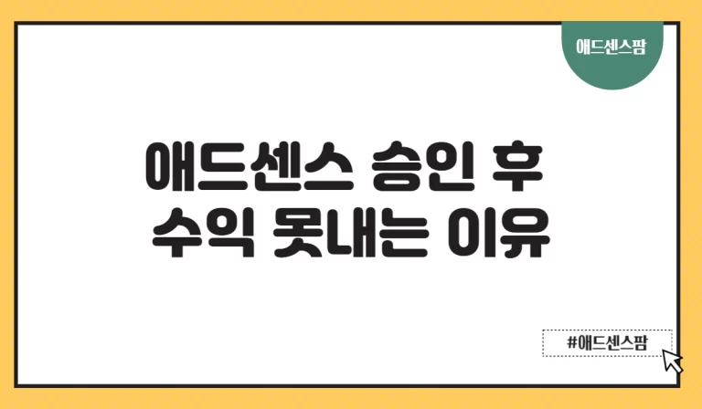 애드센스 승인 후 수익 못내는 이유