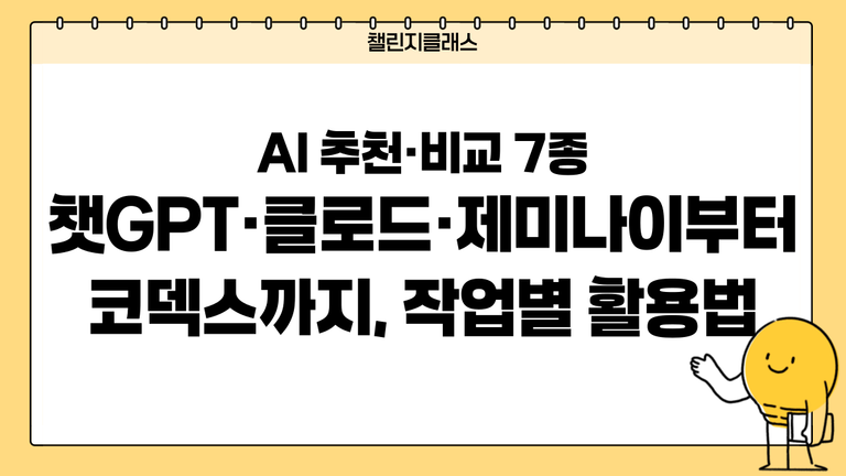 AI 추천·비교 7종｜챗GPT·클로드·제미나이부터 코덱스까지, 작업별 활용법